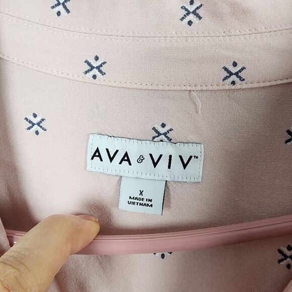 Ava & Viv Button Down Shirt Pink Size X 14W - Picture 3 of 12